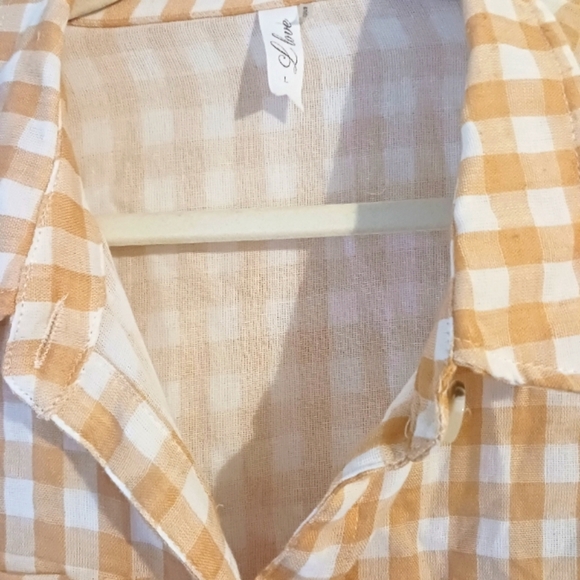 Gingham Buttery Yellow Check Soft Button Down Shirt - Picture 7 of 8